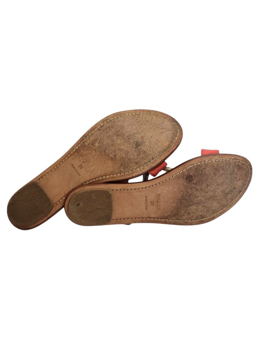 Prada T-Strap Sandal Coral Pink Patent Leather Flats COA - Picture 13 of 16